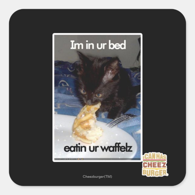 Pegatina Cuadrada Estoy en tu cama (Anverso)