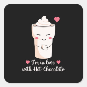 Pegatina Cuadrada Estoy enamorada del chocolate caliente