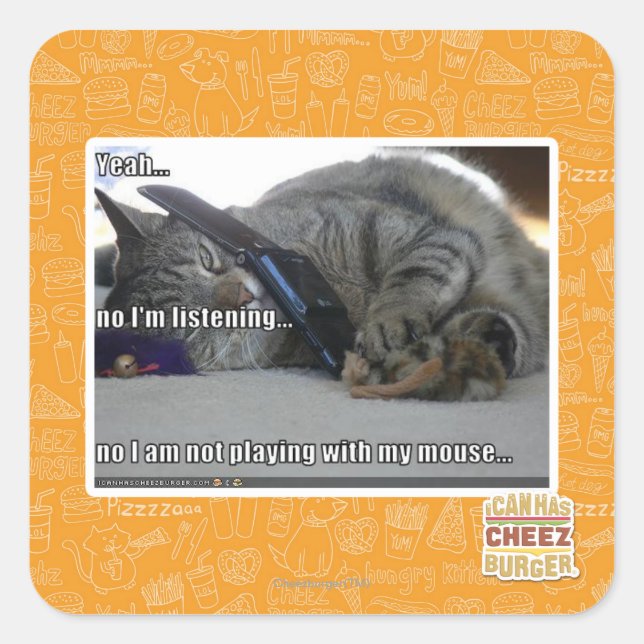 Pegatina Cuadrada Estoy escuchando (Anverso)