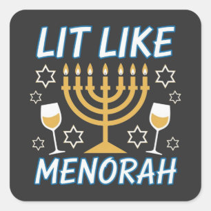 Pegatina Cuadrada Estoy iluminado como la Menorá Hanukkah Menorá jud