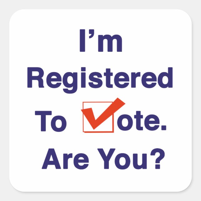 Pegatina Cuadrada Estoy inscrito para votar 2026 (Anverso)