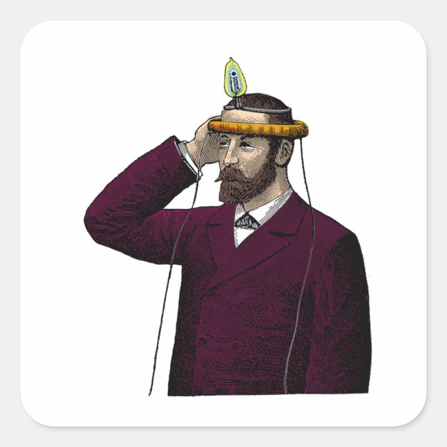 Pegatina Cuadrada Estoy leyendo tu mente - Ilustracion vintage (Anverso)