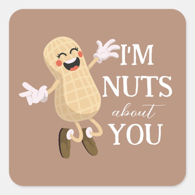 Pegatina Cuadrada estoy loco por tu divertido juego de palabras de a (Anverso)