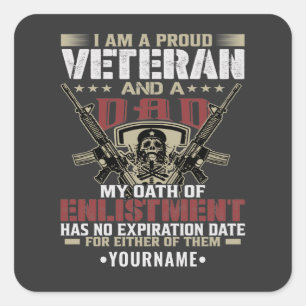Pegatina Cuadrada Estoy Orgulloso De Ser Veterano Y Papá