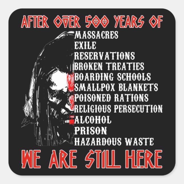 Pegatina Cuadrada Estoy orgulloso del nativo americano 86 (Anverso)
