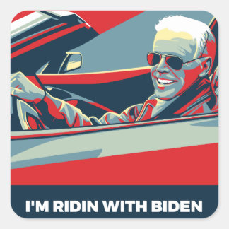 PEGATINA CUADRADA ESTOY RIDIN CON BIDEN