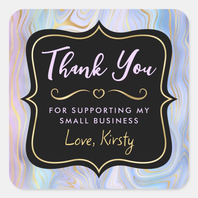 Pegatina Cuadrada Estratos irlandeses y de Relieve metalizado dorado (Anverso)