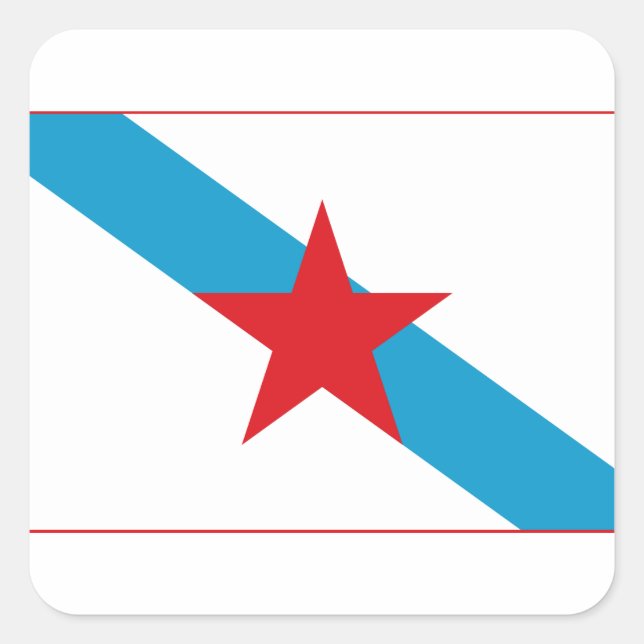 Pegatina Cuadrada Estreleira - Bandera Independentista Gallega (Anverso)