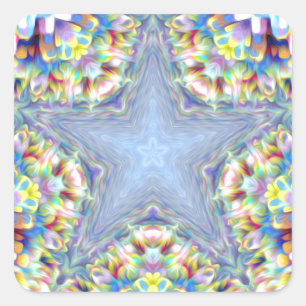 Pegatina Cuadrada Estrella abstracta colorida