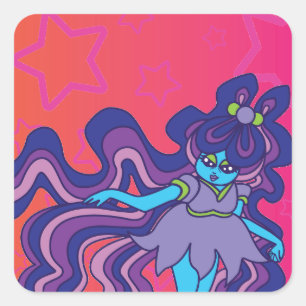 Pegatina Cuadrada Estrella Alien