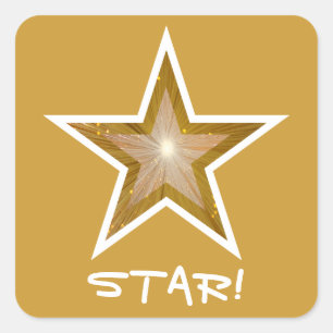 Pegatina Cuadrada Estrella cuadrada "Oro", estrella "STAR", amarillo