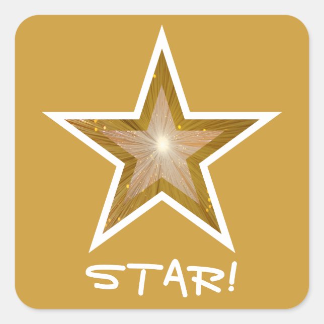 Pegatina Cuadrada Estrella cuadrada "Oro", estrella "STAR", amarillo (Anverso)