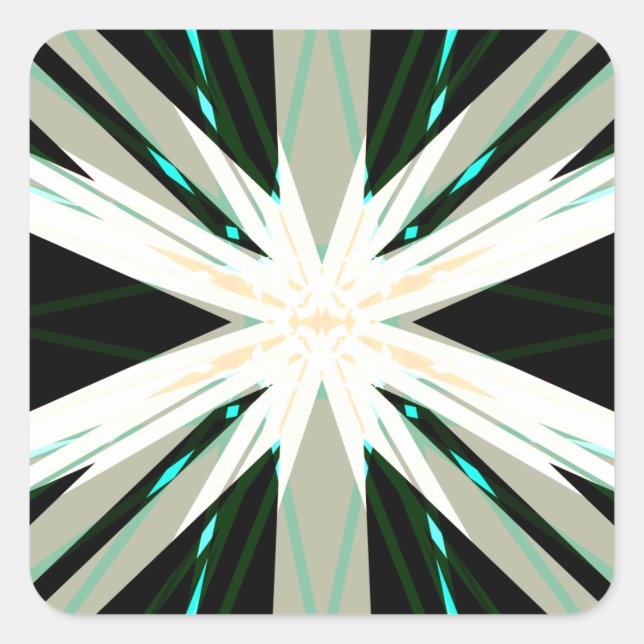 Pegatina Cuadrada Estrella de copo de nieve de Navidades de invierno (Anverso)