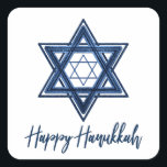 Pegatina Cuadrada Estrella De David | Classic Blue Modern Happy Hanu<br><div class="desc">El minimalista bar azul clásico Bat Mitzvah y la moderna estrella de David Hanukkah con un fondo blanco crean un diseño elegante y sofisticado. Para obtener otros colores de coordinación o productos coincidentes,  visite JustFharryn @ Zazzle.com. Todos Los Derechos Reservados. #zazzlemade</div>