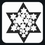 Pegatina Cuadrada Estrella de David de varias estrellas<br><div class="desc">Estrella negra de David con muchas estrellas blancas en el centro.</div>