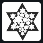 Pegatina Cuadrada Estrella de David de varias estrellas<br><div class="desc">Estrella negra de David con muchas estrellas blancas en el centro.</div>