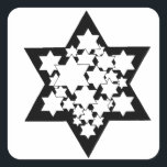 Pegatina Cuadrada Estrella de David de varias estrellas<br><div class="desc">Estrella negra de David con muchas estrellas blancas en el centro.</div>