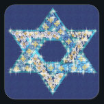 Pegatina Cuadrada Estrella de David decorada con joyas<br><div class="desc">Gemas y chispas que se llenan en la forma de la Estrella de David hacen de esto un regalo muy especial para ti o amigos y familia este Hanukkah.</div>