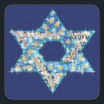 Pegatina Cuadrada Estrella de David decorada con joyas<br><div class="desc">Gemas y chispas que se llenan en la forma de la Estrella de David hacen de esto un regalo muy especial para ti o amigos y familia este Hanukkah.</div>