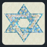 Pegatina Cuadrada Estrella de David decorada con joyas<br><div class="desc">El arte dibujado para asemejarse a gemas y chispas se llenan la forma de la Estrella de David para hacer de esto un regalo muy especial para ti o amigos y familia este Hanukkah.</div>