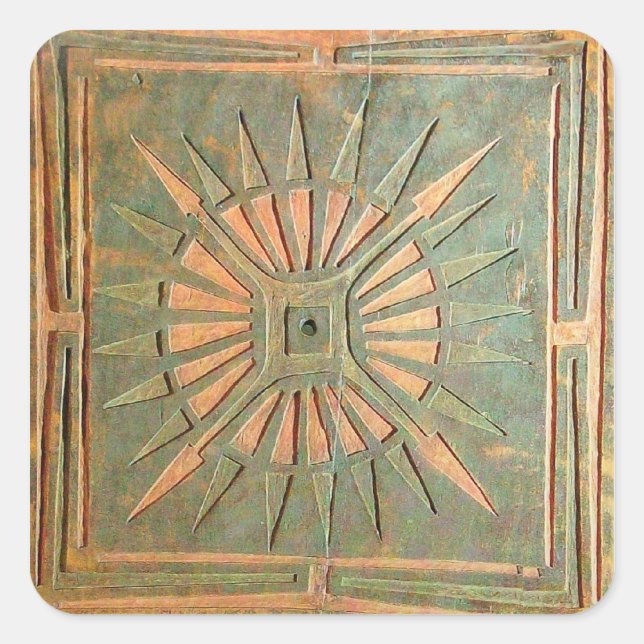 Pegatina Cuadrada ESTRELLA DE LA MAÑANA ,amarillo antiguo,marrón,ver (Anverso)