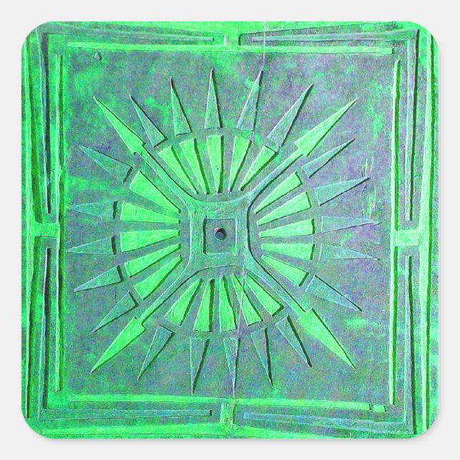 Pegatina Cuadrada ESTRELLA DE LA MAÑANA, azul, claro, verde (Anverso)