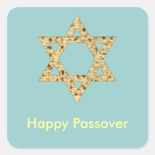 Pegatina Cuadrada Estrella de la Pascua Matzoh del Judaísmo de David