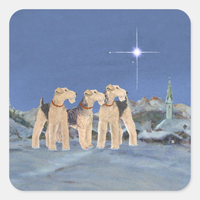 Pegatina Cuadrada Estrella de Navidad (Anverso)