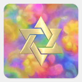 Pegatina Cuadrada Estrella de oro de la Damasco pintada de color Bat