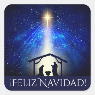 Pegatina Cuadrada Estrella de Personalizado Feliz Navidad, Navidades