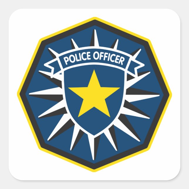 Pegatina Cuadrada Estrella de policía (Anverso)