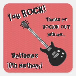 Pegatina Cuadrada Estrella de rock de guitarra