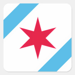 Pegatina Cuadrada Estrella de seis puntas de Chicago