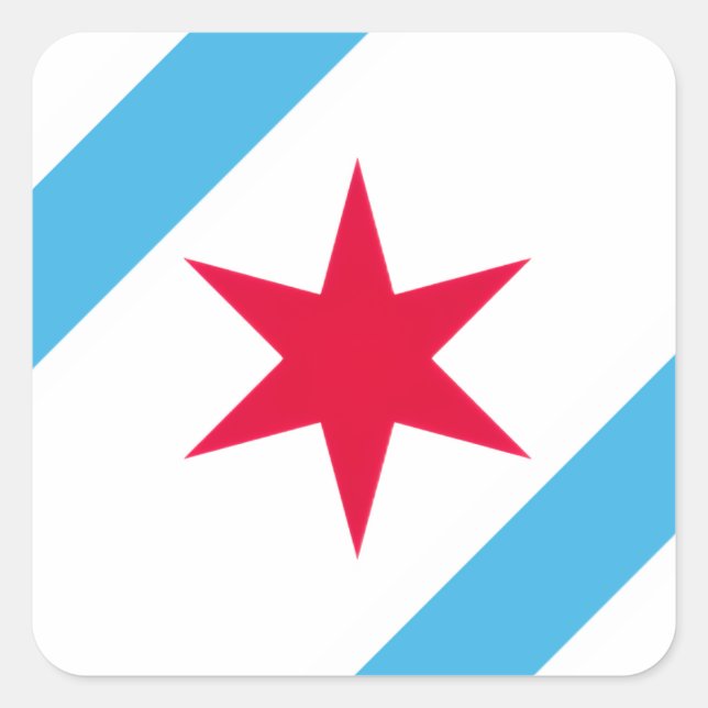 Pegatina Cuadrada Estrella de seis puntas de Chicago (Anverso)