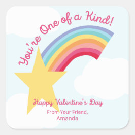 Pegatina Cuadrada Estrella de tiro arcoiris Valentine