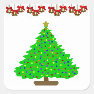 Pegatina Cuadrada Estrella del árbol de Navidad