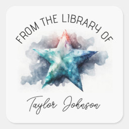Pegatina Cuadrada Estrella del cielo de noche celestial de la placa 