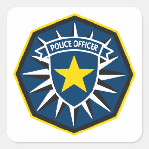 Pegatina Cuadrada Estrella del oficial de policía