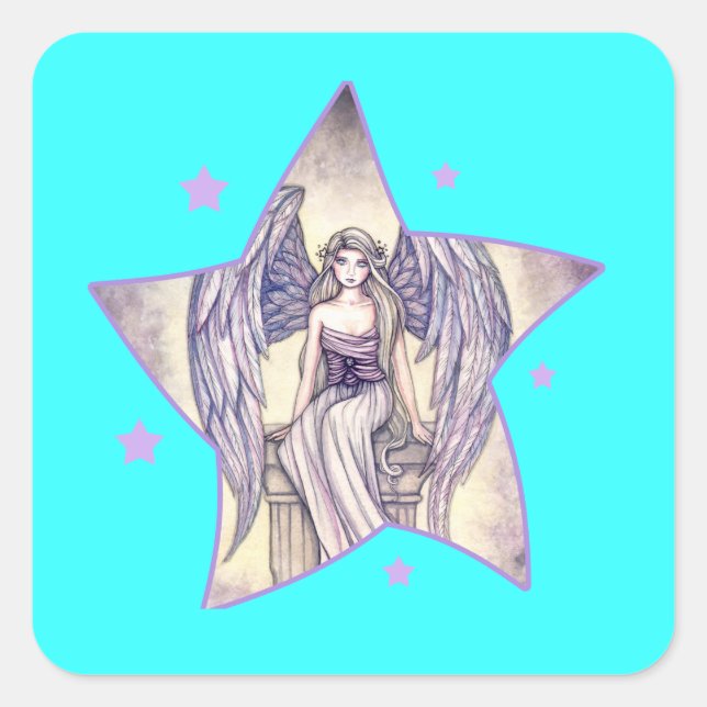 Pegatina Cuadrada Estrella del Trono de Ángel (Anverso)