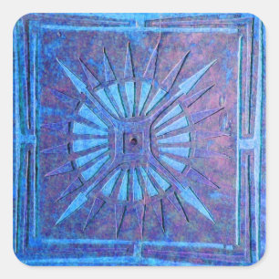 Pegatina Cuadrada ESTRELLA MAÑANA, azul, púrpura