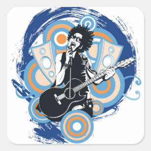 Pegatina Cuadrada Estrella pop