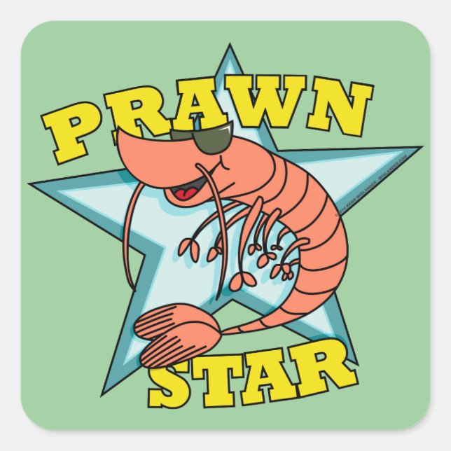 Pegatina Cuadrada Estrella Prawn (Anverso)