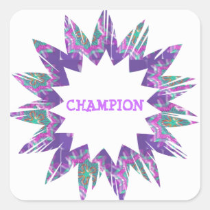 Pegatina Cuadrada Estrella PURPLE: Guión de CHAMPION