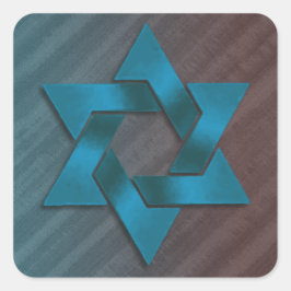 Pegatina Cuadrada Estrella verde azulada y marrón de David