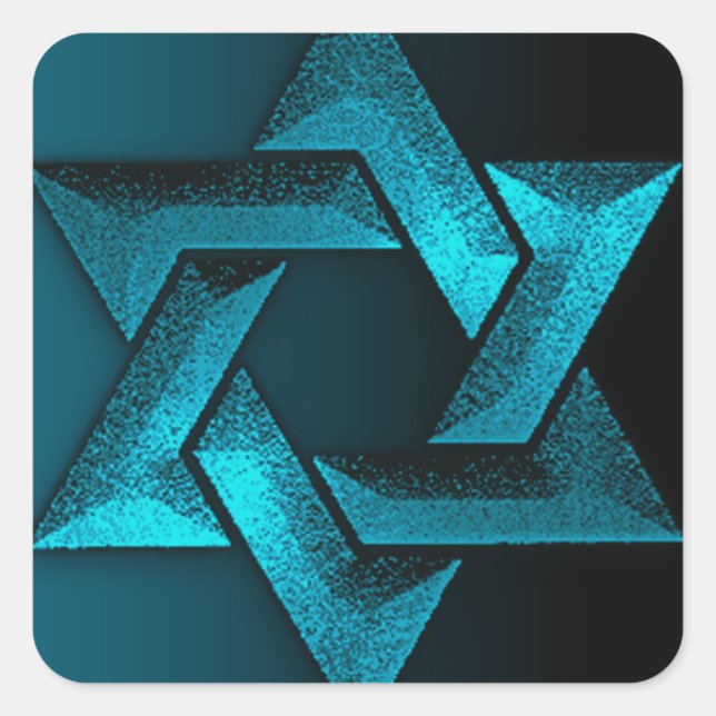 Pegatina Cuadrada Estrella verde azulada y negra de David (Anverso)