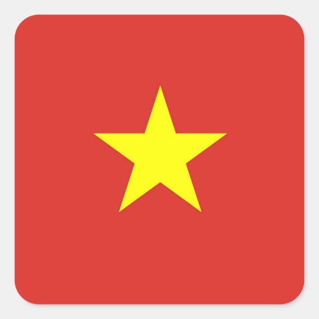 Pegatina Cuadrada Estrella vietnamita de la bandera de Vietnam (Anverso)