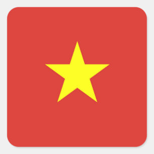 Pegatina Cuadrada Estrella vietnamita de la bandera de Vietnam