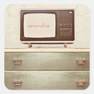 Pegatina Cuadrada Estrella vintage de TV