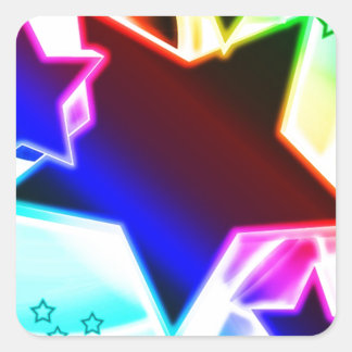 Pegatina Cuadrada Estrellas arcoiris