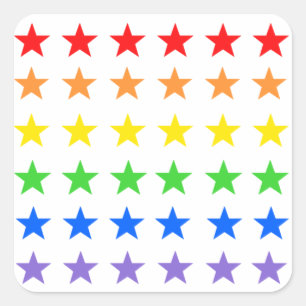 Pegatina Cuadrada Estrellas arcoiris